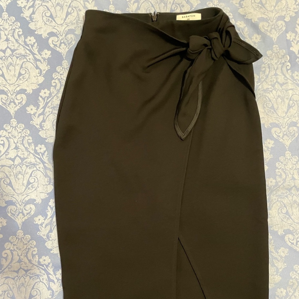 BABATON from Aritzia black side tie midi skirt